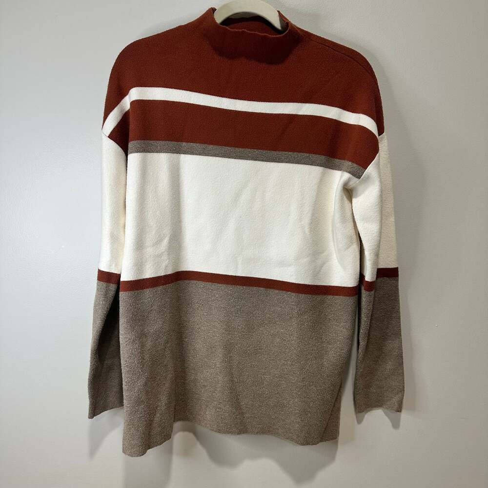 Cynthia Rowley Colorblock Stripe Mockneck Sweater, Sz M